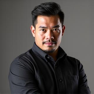 Retrato profesional de Carlos Mendoza, Especialista en Combate Escénico, con una postura dinámica.